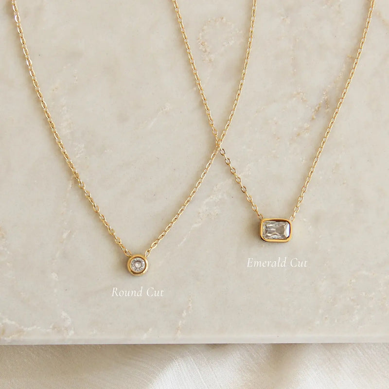 TL JM Dainty Bezel CZ Necklace