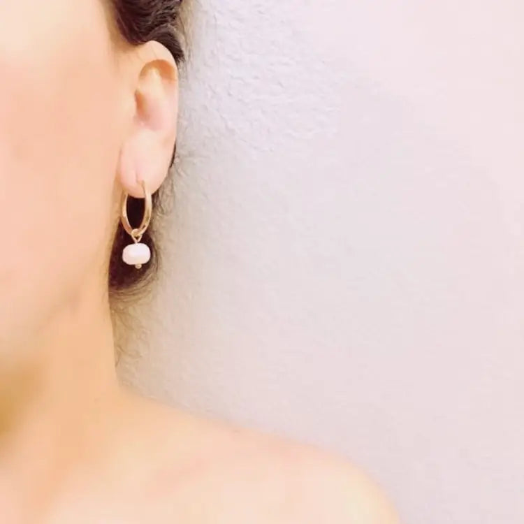 TL JA Pearl Hoop Earring