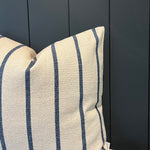 Port I - Tan and Blue Stripe Throw Pillow - 21"