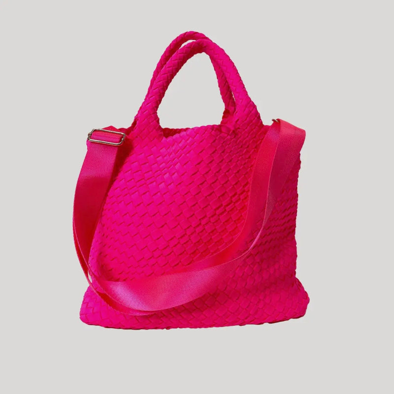 CC AHDORNED NEOPRENE TOTE BAG WITH CROSSBODY STRAP