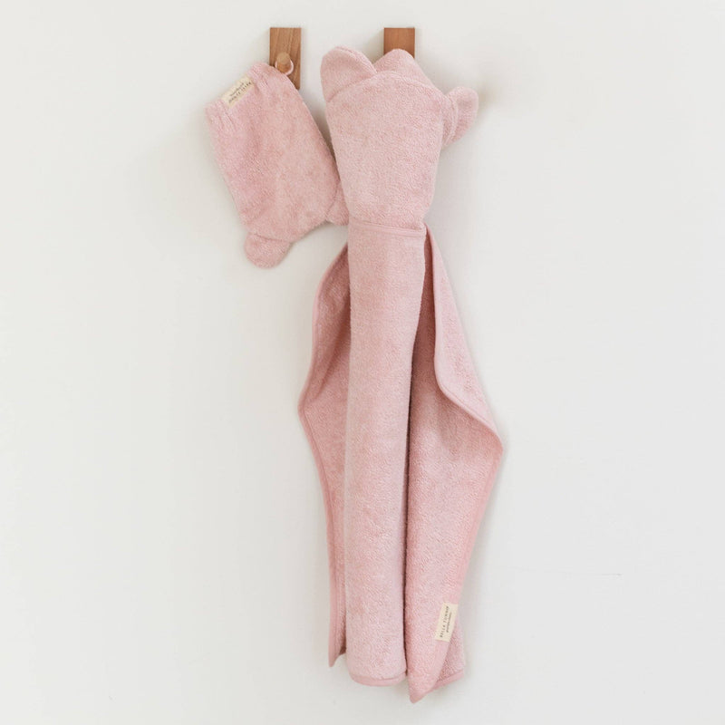 BA - Hooded Towel + Wash Mitt Set Blush