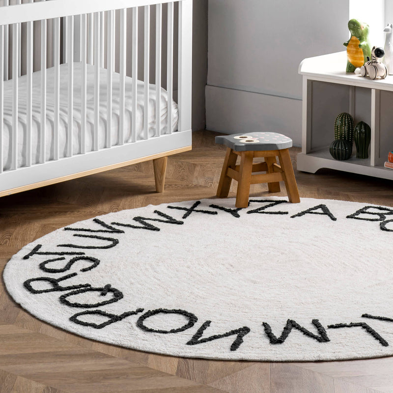 BA - Kids Washable Round Alphabet Area Rug