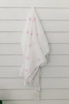 BA - Organic Muslin Baby Swaddle - Pink Whale Print