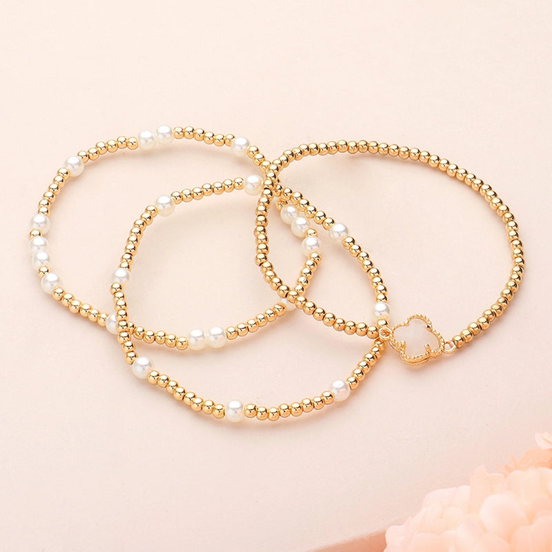 TL JSC Gold Ball Pearl Bracelet