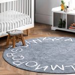 BA - Kids Washable Round Alphabet Area Rug