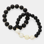 TL JSC Wood Bead Stretch Bracelet