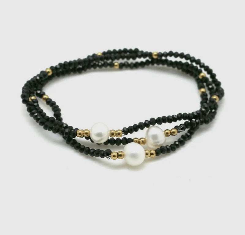 CC Crystal  & pearl stretch bracelet