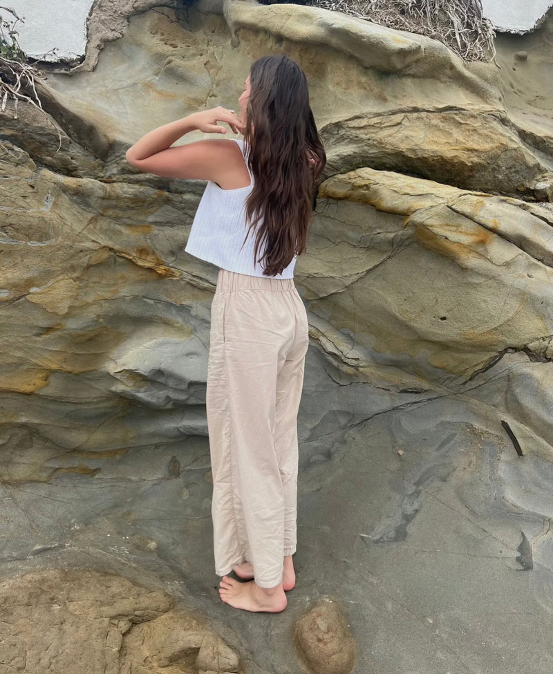 CC COTTON POPLIN PANT WITH ELASTIC WAIST