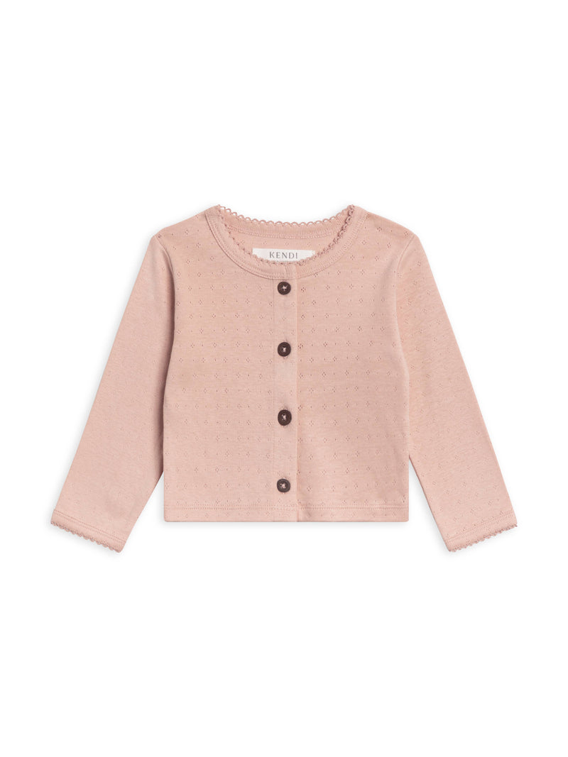 BA - Organic Baby Clara Pointelle Button-Down Cardigan - Ballet: 12-18M