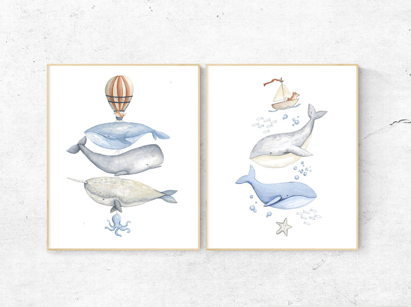 BA- Whale Nursery Art Print Wall decor