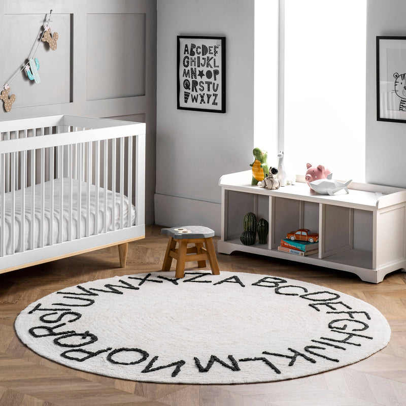 BA - Kids Washable Round Alphabet Area Rug