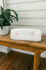 BA - Organic Muslin Baby Swaddle - Pink Whale Print