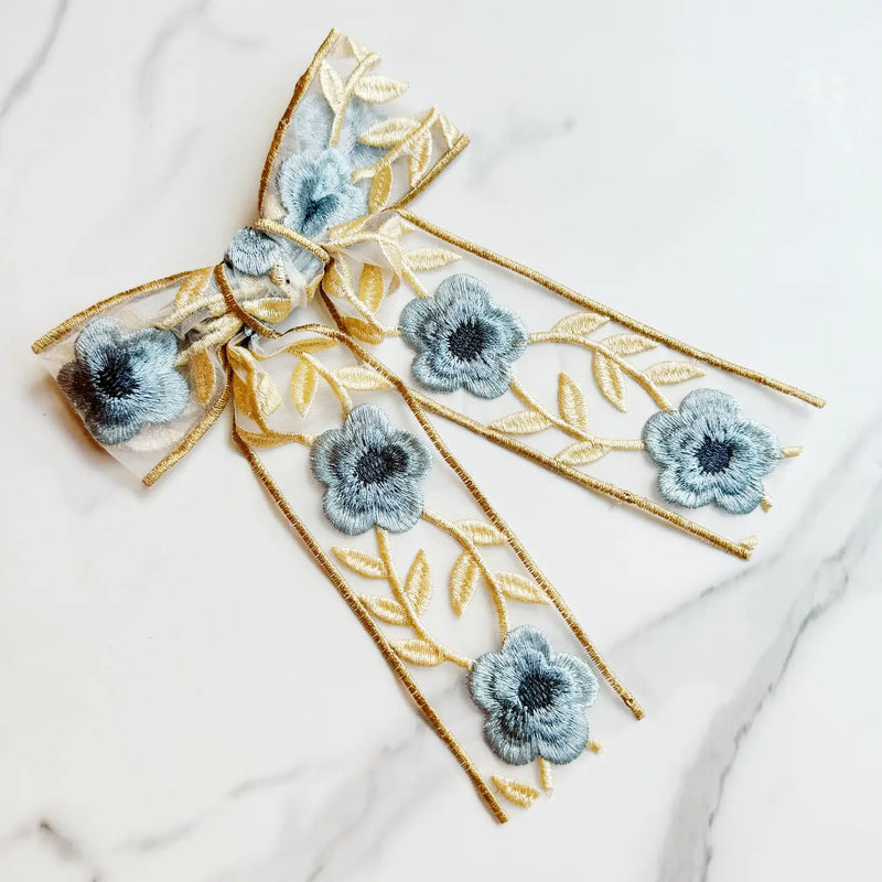 TL EY French Floral Bow Clip