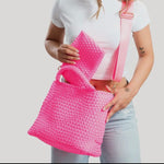CC AHDORNED NEOPRENE TOTE BAG WITH CROSSBODY STRAP