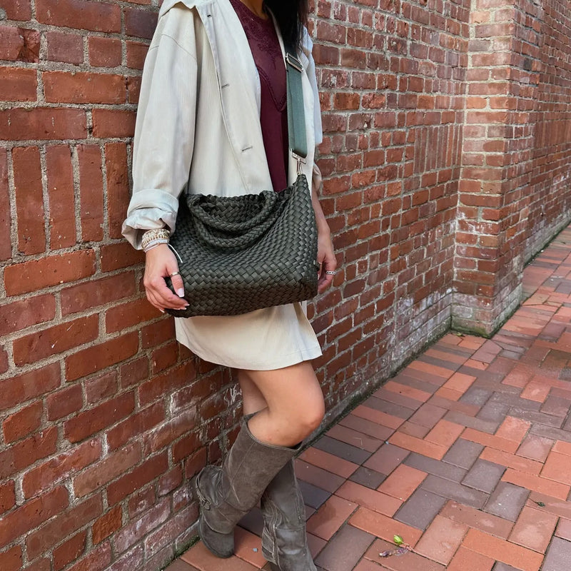 CC AHDORNED NEOPRENE TOTE BAG WITH CROSSBODY STRAP