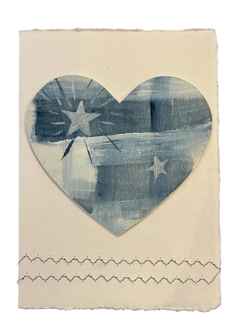 NSFA Hand Painted Heart and Star Card
