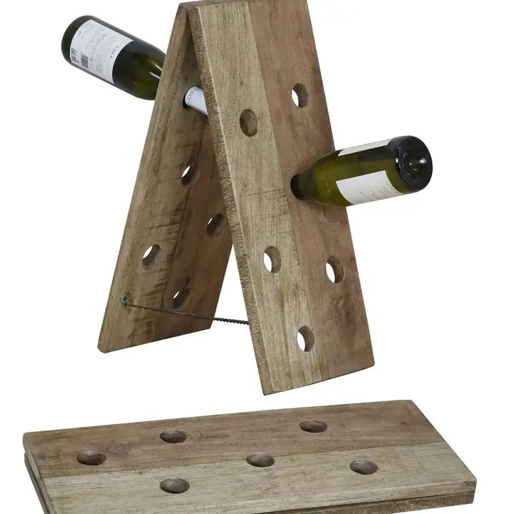 BB - Foldable Wooden Wine Bottle Display Rack