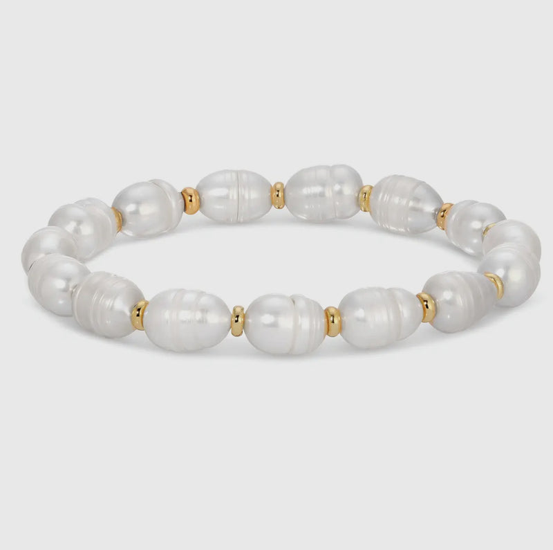 CC PEARL AND GOLD BEAD BRACELET