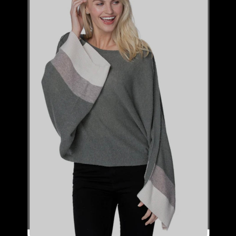 CC CASHMERE TRICOLOR PONCHO