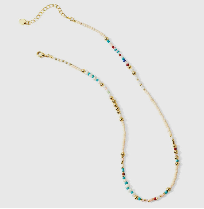 CC SEED BEAD, PEARL AND GOLD BEAD NECKLACE