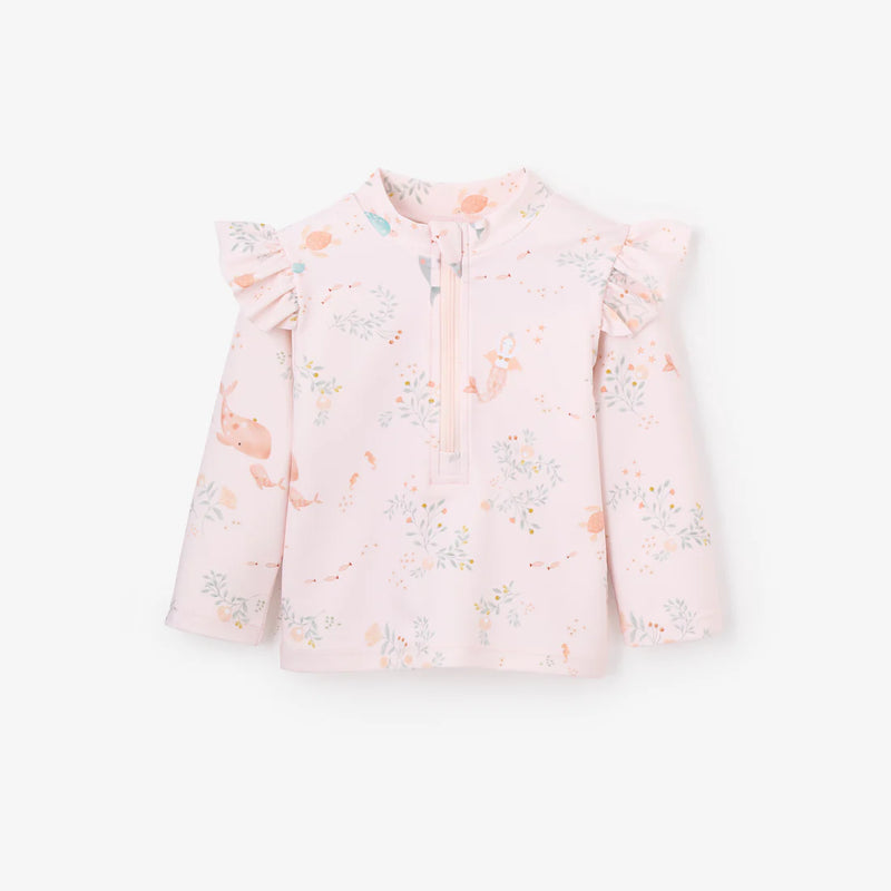 BA- PINK SEA MAGIC FLUTTER SLEEVE BABY RASH GUARD