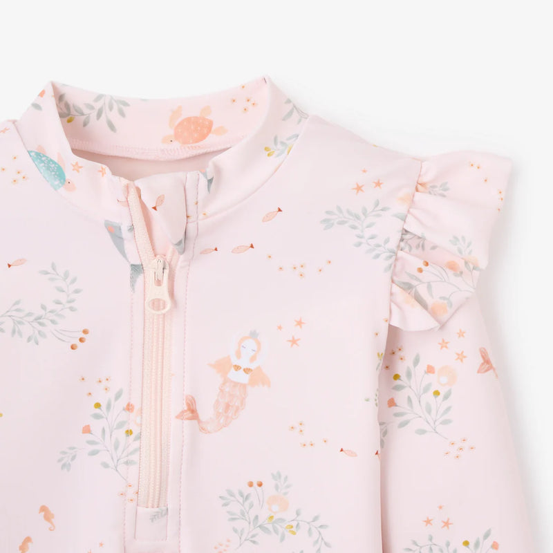 BA- PINK SEA MAGIC FLUTTER SLEEVE BABY RASH GUARD