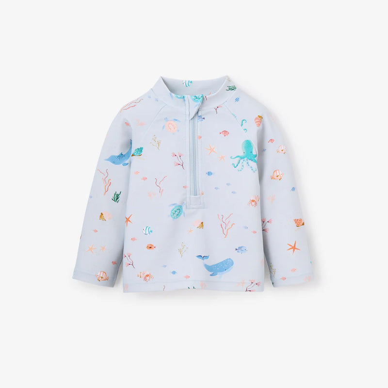 BA - PALE BLUE OCEAN ADVENTURE BABY RASH GUARD