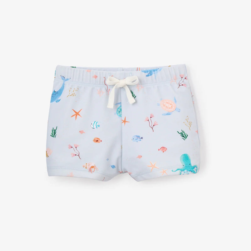 BA - PALE BLUE OCEAN ADVENTURE BABY SWIM SHORTS