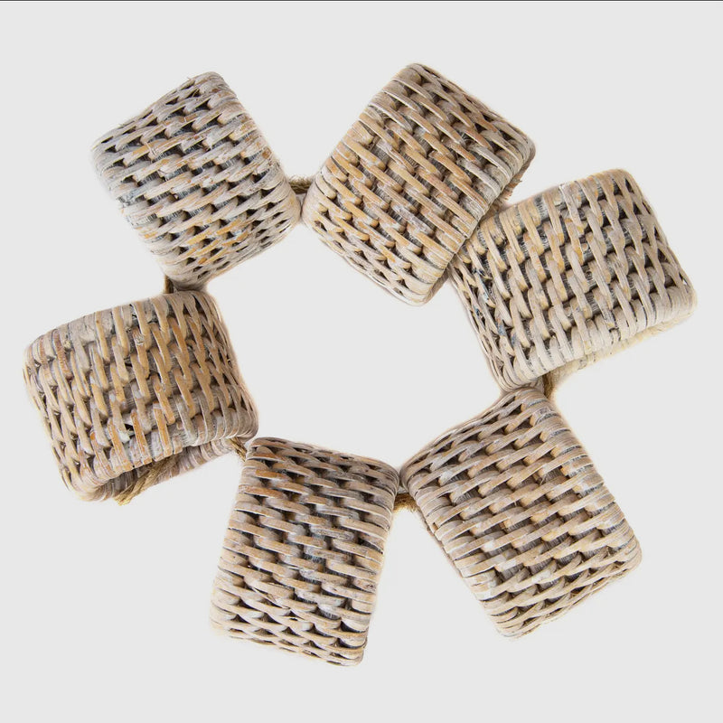 PAR Napkin Rings, Rattan white wash