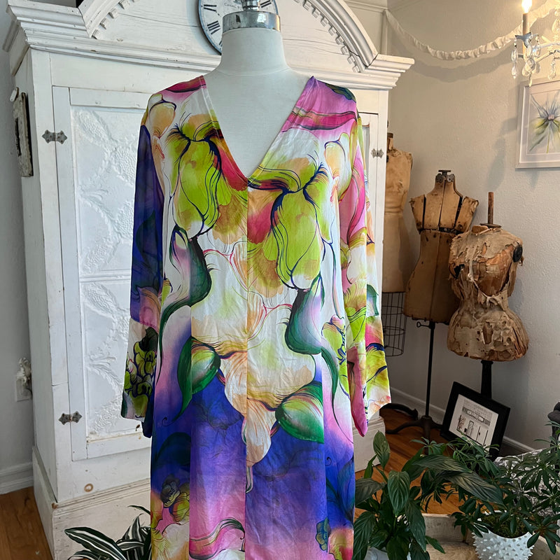 VH- Bright Watercolor Silk Kaftan