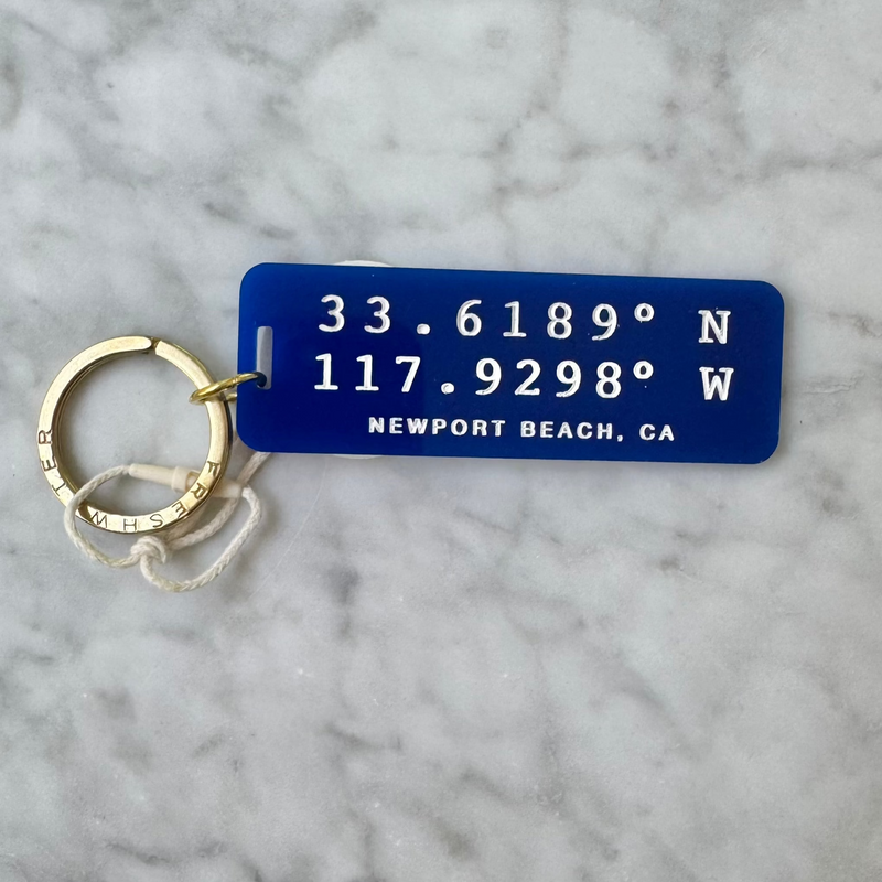 D Newport Beach Coordinates Keychain