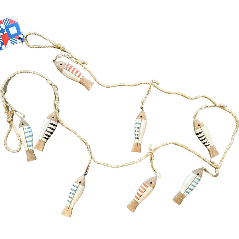 D Striped Fish on rope garland - assorted colors