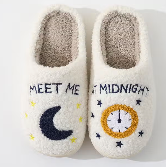 Meet Me At Midnight Cozy Fluffy Slippers