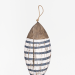 D Striped Fish with rope hanger - blue/white