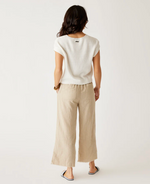 D Suki Linen Pant - lt. khaki stripe