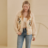 D Flower Embroidered Knit Cardigan