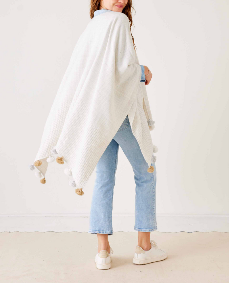 D Classic Tassel Wrap - Sea Salt