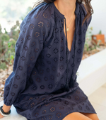 D Daisy Eyelet Dress - Navy
