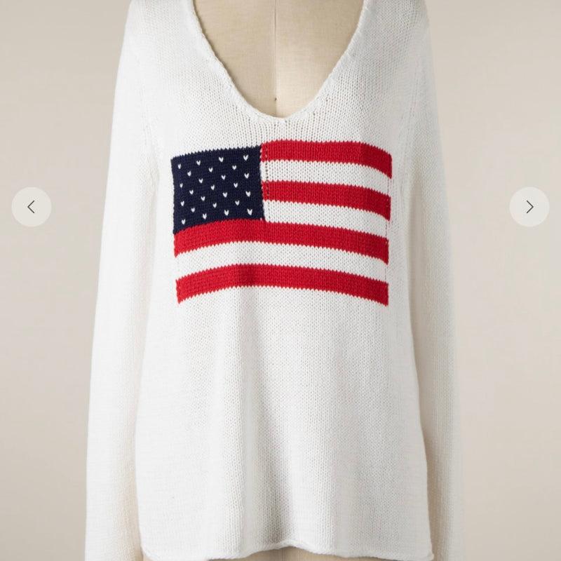 VH-American Flag White Sweater