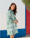 D Edie Embroidered Tunic Dress - green
