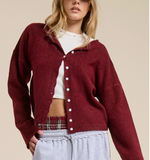 D The Essential Button Down Cardigan - burgundy