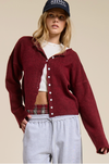 D The Essential Button Down Cardigan - burgundy
