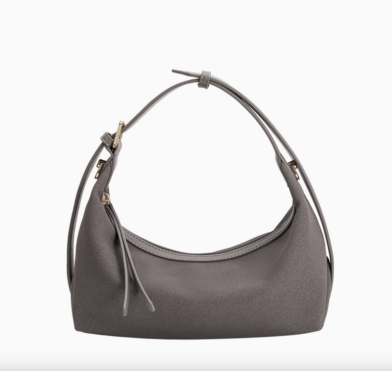 D Lilith Gray Vegan Suede Top Handle Bag