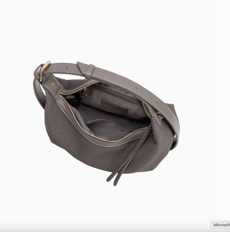 D Lilith Gray Vegan Suede Top Handle Bag