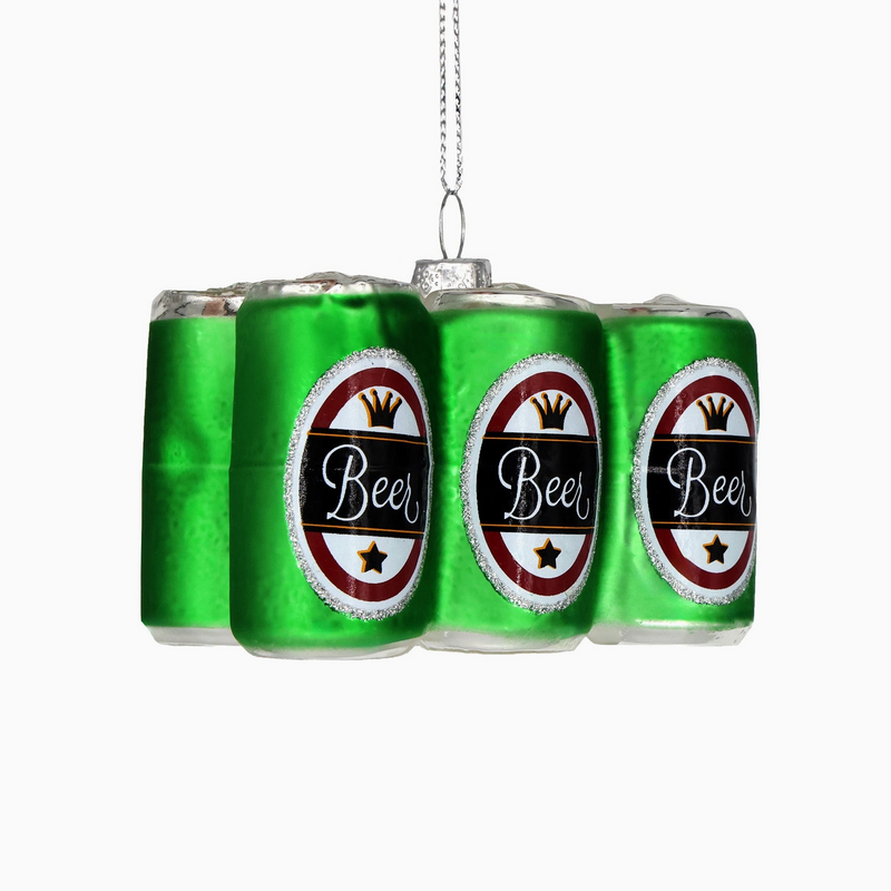 D 6 Pack of Beer, Retro Glass Handcrafted Christmas Ornament