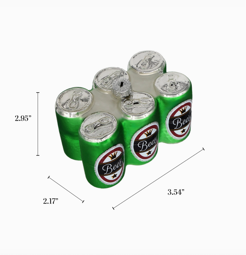 D 6 Pack of Beer, Retro Glass Handcrafted Christmas Ornament