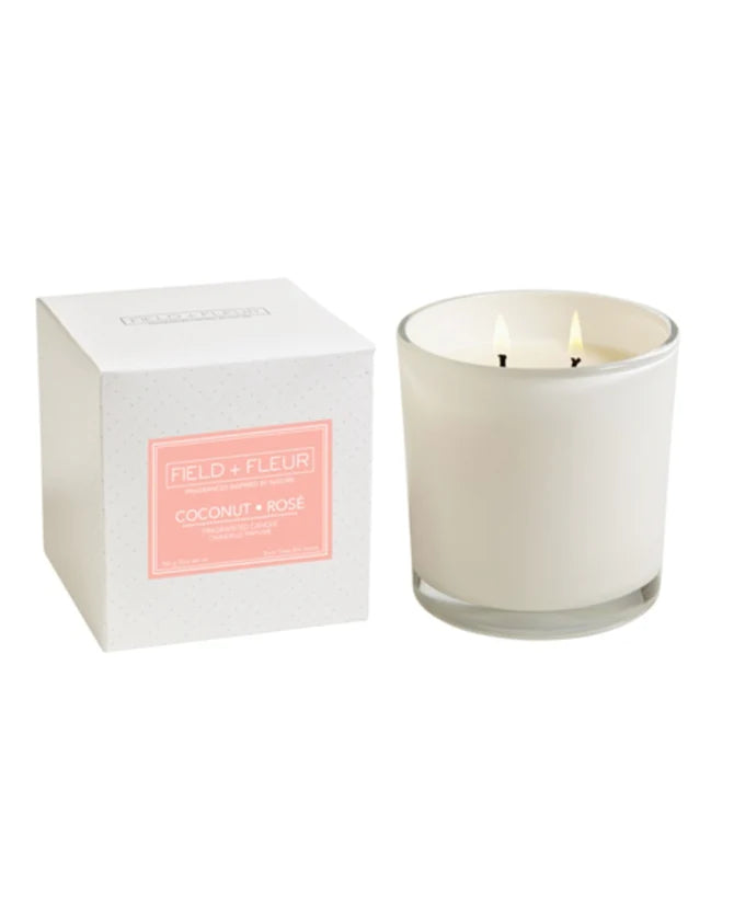 NS Candle Coconut Rose in White Jar 2 Wicks