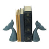 Set of 2 Blue Cast Iron Whale Tail Bookends Bookshelf Decor