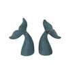 Set of 2 Blue Cast Iron Whale Tail Bookends Bookshelf Decor