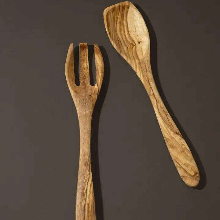 WS Organic Shaped Olive Wood Utensils Set